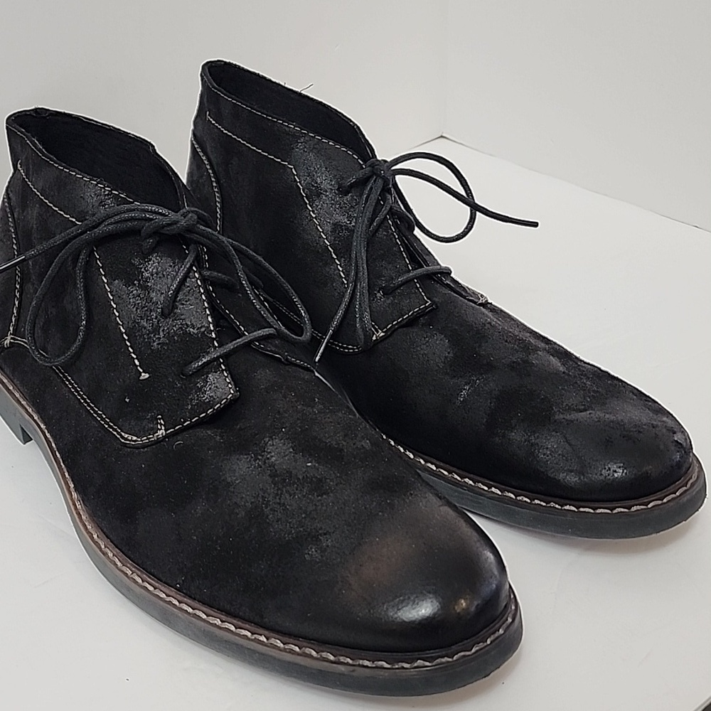 Deer Stages Men's Black Chukka Textured Ankle Boots Lace-Up Shoes, sz 13